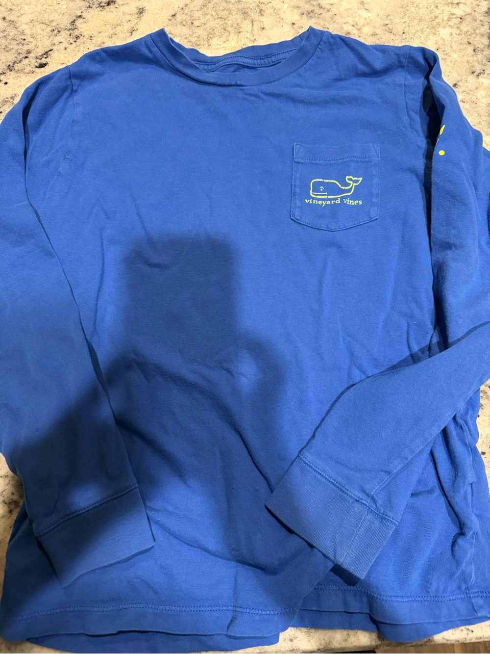 Vineyard Vines Royal Blue Long Sleeve Pocket Tee with Lime Logo